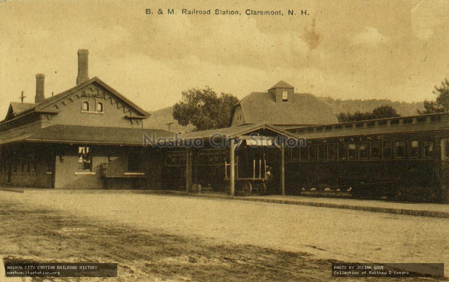 Postcard: Boston & Maine Railroad Station, Claremont, New Hampshire